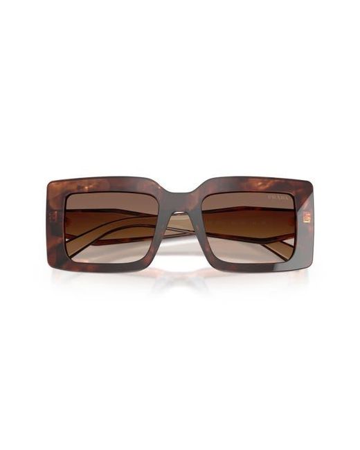 Prada Brown 52Mm Rectangular Sunglasses