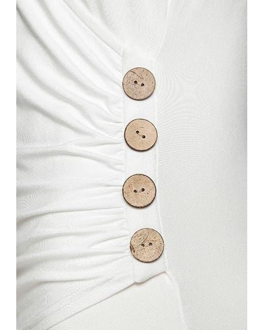 Lascana White Side Button Wrap Look Top