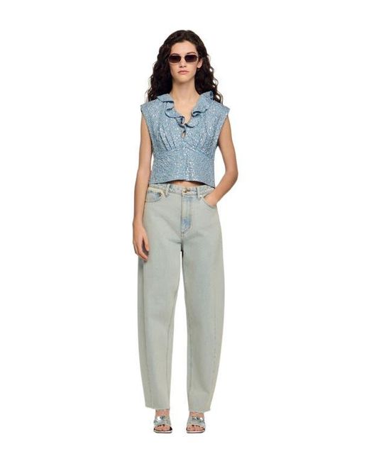 Sandro Blue Sequin Top