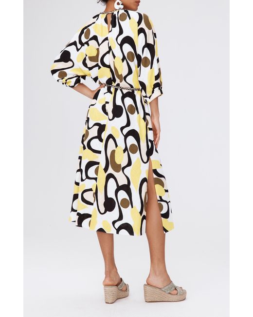 Diane von Furstenberg White Bambi Geo Print Midi Dress