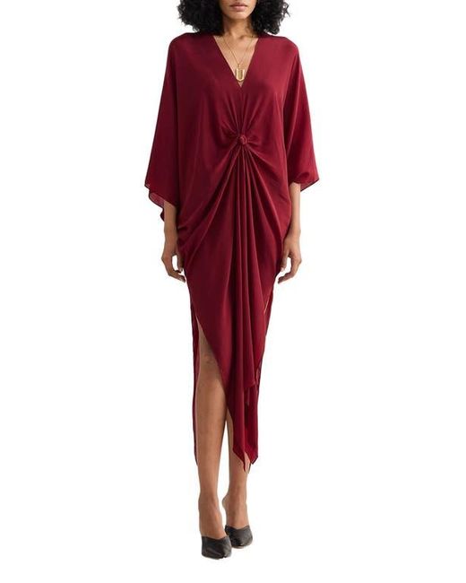 REISTOR Red Front Twist Kaftan Dress