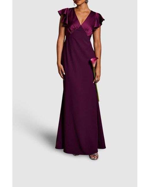 short sleeve maxi dress petite Coast Women's Honoured Petite V Neck Angel Short Sleeve Satin Maxi Bridesmaid Dress in Champagne