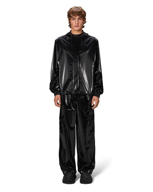 Rains Black Waterproof Hooded Rain Jacket