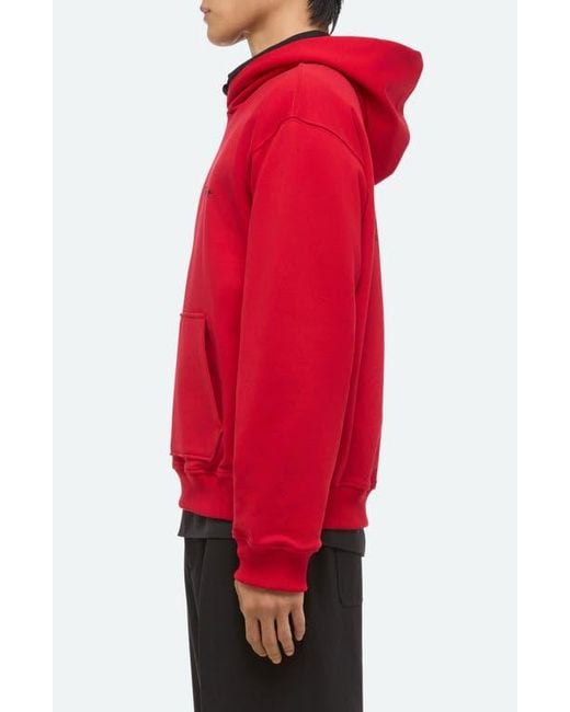 Helmut Lang Red Sketch Compact Cotton Graphic Hoodie for men