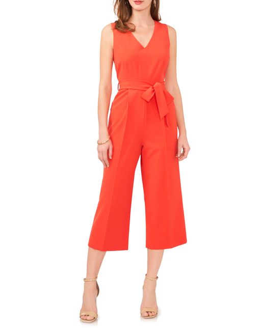 Vince Camuto Red Belted Crop Jumpsuit