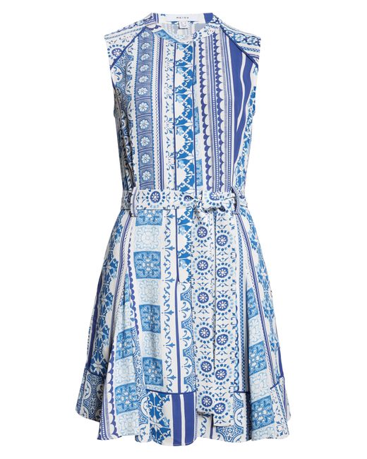 Reiss Blue Florence Mixed Print Sleeveless Dress