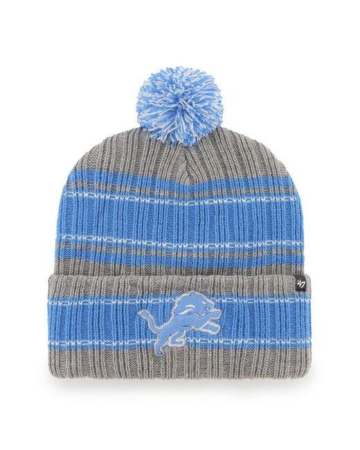 Men's '47 Black Detroit Lions Bering Cuffed Knit Hat with Pom