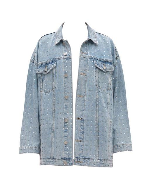 Bayeas Blue Oversize Rhinestone Denim Jacket