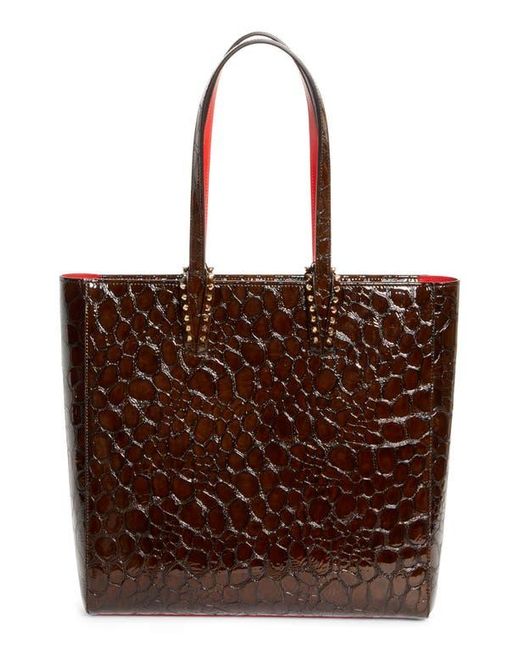 Christian Louboutin Brown Cabata Soft Croc Embossed Leather North/South Tote Bag