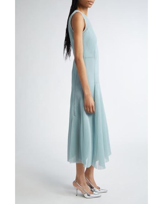 Akris Blue Asymmetric Techno Mesh Midi Dress