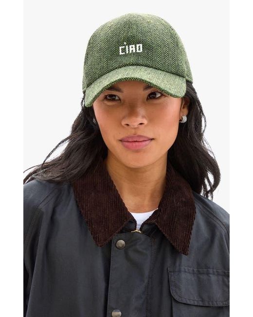 Clare V. Black Wool Herringbone Adjustable Baseball Cap