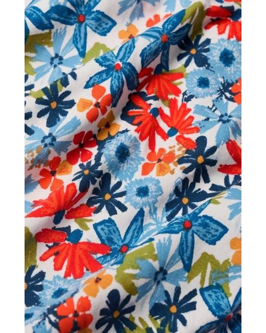 Seasalt Cornwall Blue Veronica Print Stretch Organic Cotton Midi Dress