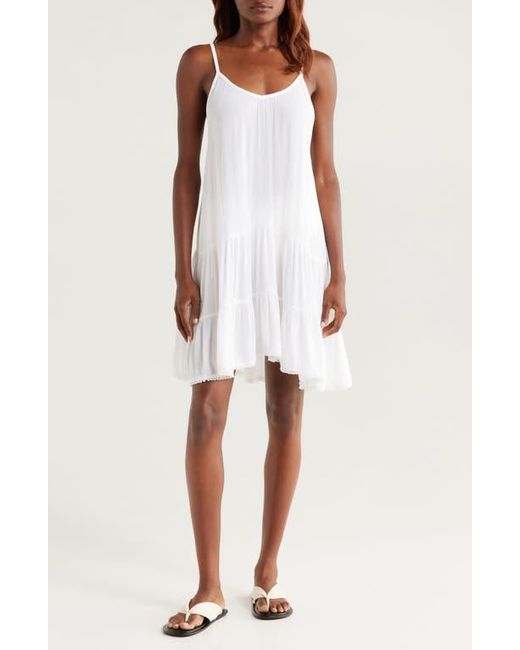 Nordstrom Tiered Crinkle Cover-Up Dress in White | Lyst