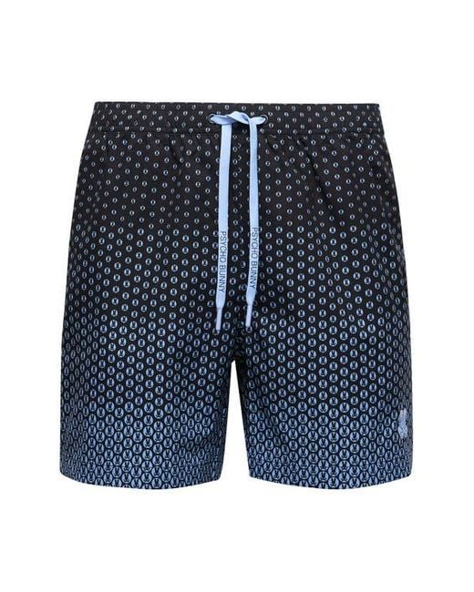 Psycho Bunny Blue Bendigo Print Swim Trunks for men