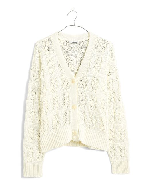 Madewell Natural Open Stitch Cable Cotton Cardigan Sweater