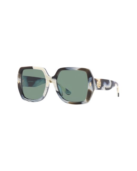Tory Burch 54mm Square Sunglasses in Green for Men | Lyst