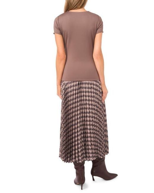Halogen® Brown Zig Zag Pleated Skirt