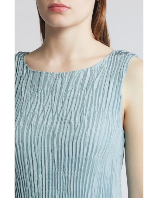 Eileen Fisher Blue Crinkled Silk Reversible Sleeveless Top