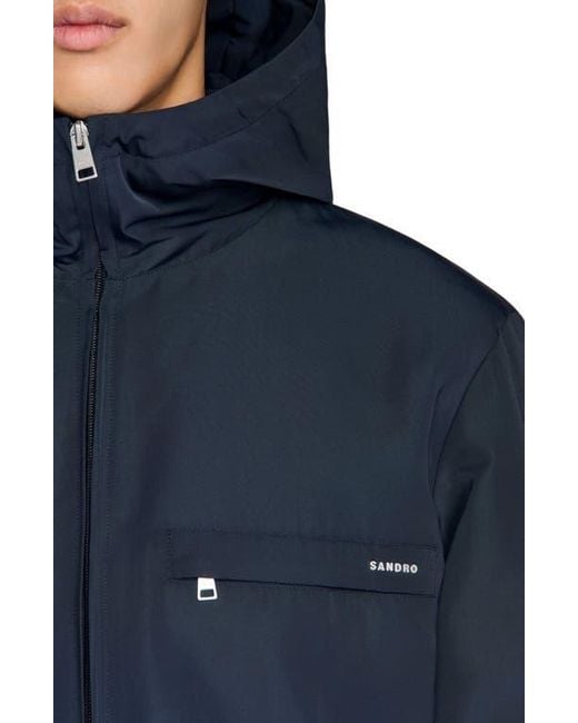 Sandro Blue Nylon Windbreaker for men