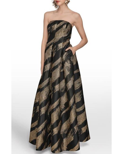 Donna Karan Green Strapless Fit & Flare Gown