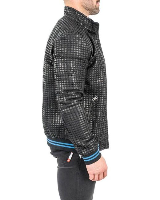 Maceoo Black Geometric Leather Jacket for men
