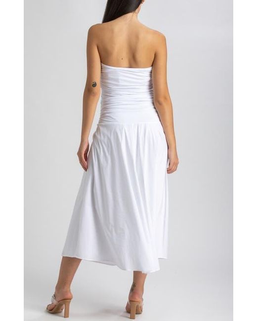 PIETRO BRUNELLI MATERNITY White Strapless Drop Waist Maternity Dress