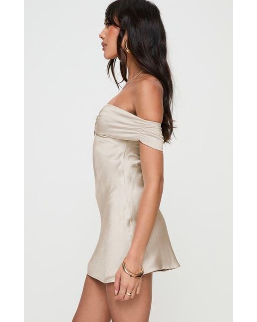Princess Polly White Sadee Off The Shoulder Satin Minidress