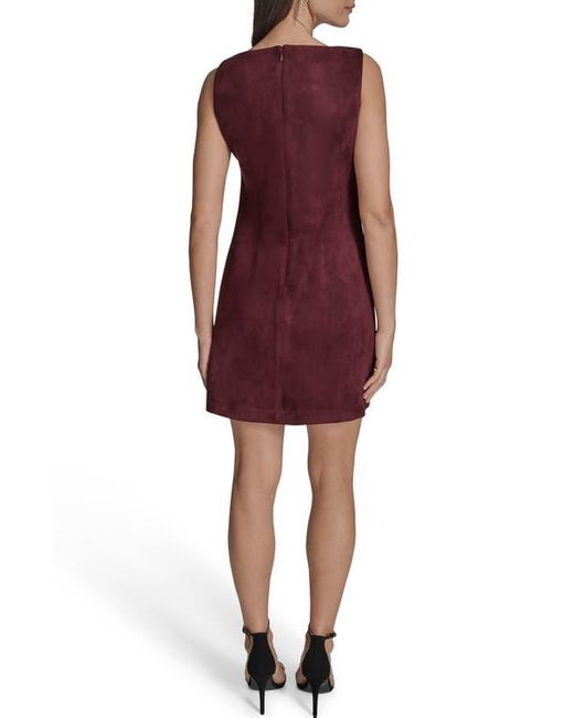 BCBGMAXAZRIA Red Sleeveless Faux Suede Minidress