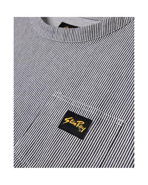 Stan Ray Gray Pinstripe Cotton Utility T-Shirt for men