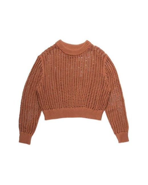 DELUC Brown Einar Crop Open Stitch Sweater