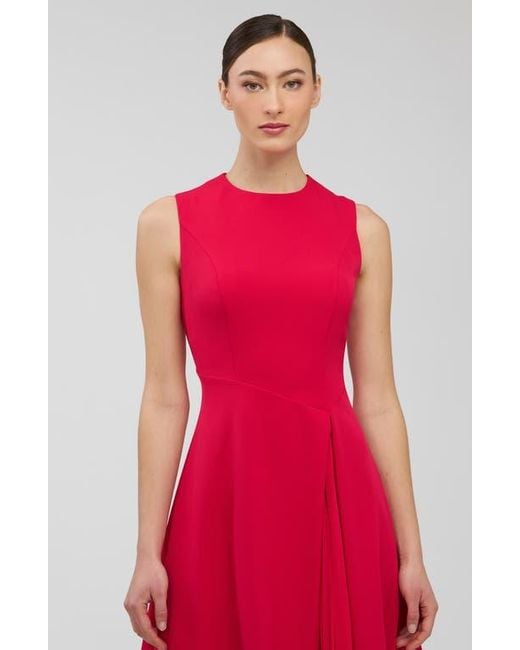 Kay Unger Red Elliot Chiffon Pleat Detail Cocktail Dress