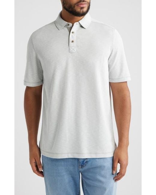 Johnston & Murphy Men's White Vintage Slub Polo