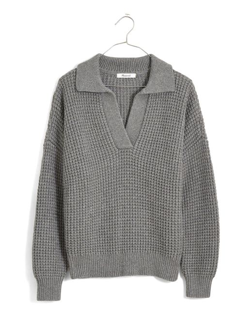 Madewell Waffle Knit Henley Sweater in Gray Lyst