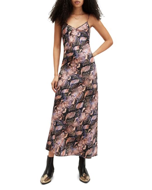 AllSaints Multicolor Bryony Tahoe Snakeskin Print Slipdress