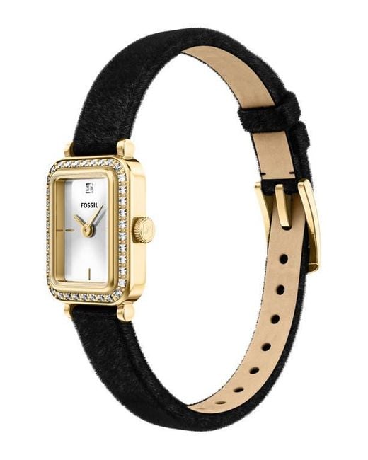 Fossil Metallic Raquel Velvet Strap Watch, 18Mm X 29Mm