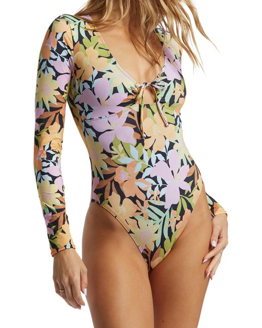 Billabong Multicolor Mas Floral Long Sleeve One-piece Swimsuit
