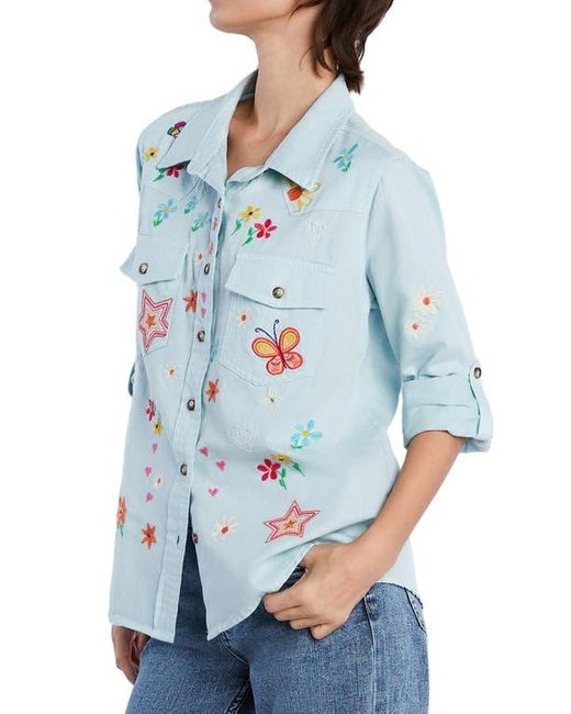 BILLY T Blue Sketchbook Embroidered Button-Up Shirt