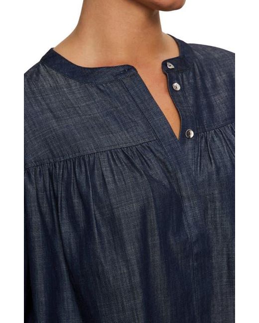 Sanctuary Blue Personal Best Shirred Button-Up Shirt