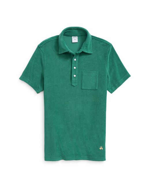 Brooks Brothers Green Cotton Terry Cloth Pocket Polo for men
