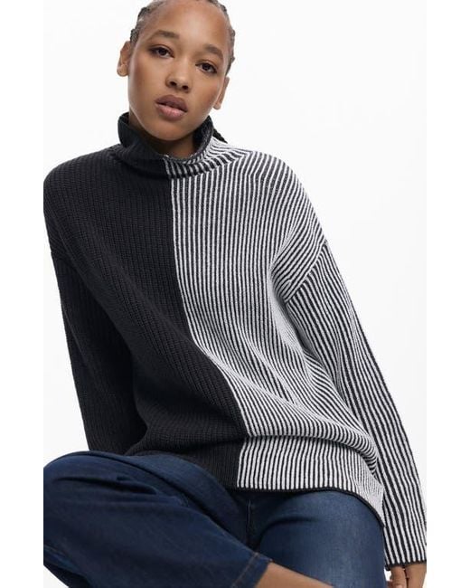 Desigual Gray Turtleneck Sweater