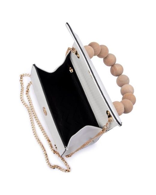 Olga Berg White Caylee Wooden Bead Handbag