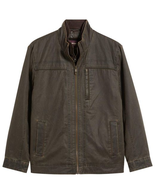 Johnston & Murphy Green Antiqued Cotton Blend Jacket With Removable Bib for men
