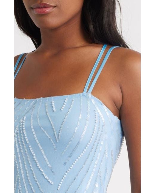 Jump Apparel Blue Sequin Detail Strappy Back Cocktail Minidress