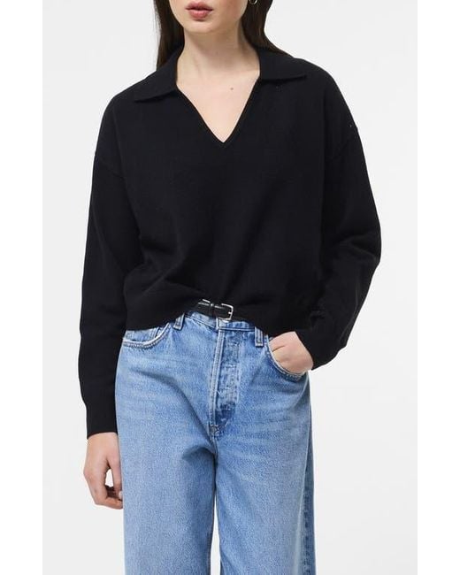 French Connection Black Sloane Johnny Collar Pullover