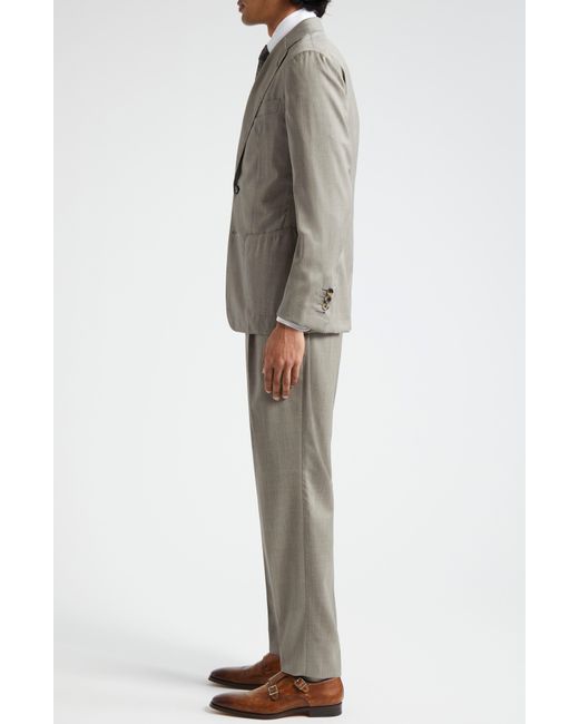 Thom Sweeney Gray Unstructured Wool & Silk Suit for men