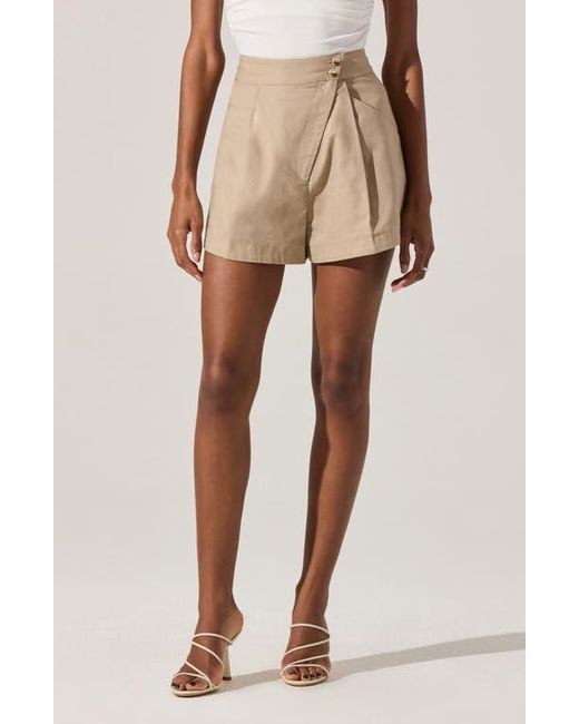 Astr Natural Asymmetric Pleat Shorts