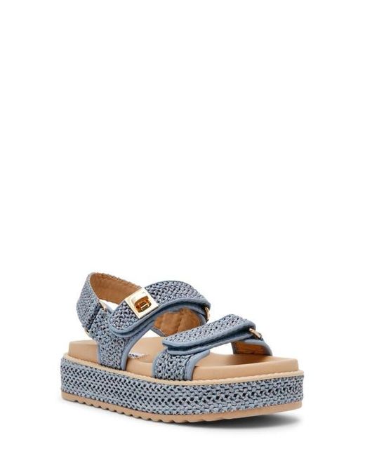 Steve Madden Blue Bigmona Raffia Platform Sandal