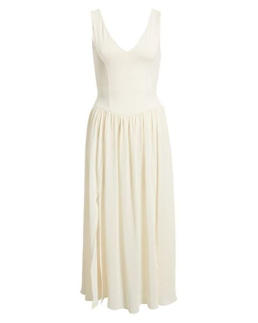 Open Edit Multicolor Mixed Media Side Slit Tank Dress