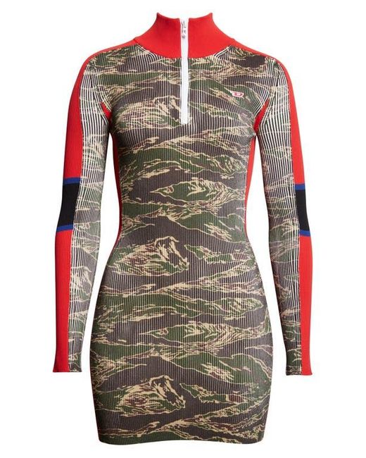 DIESEL Multicolor M-Camok Long Sleeve Rib Minidress