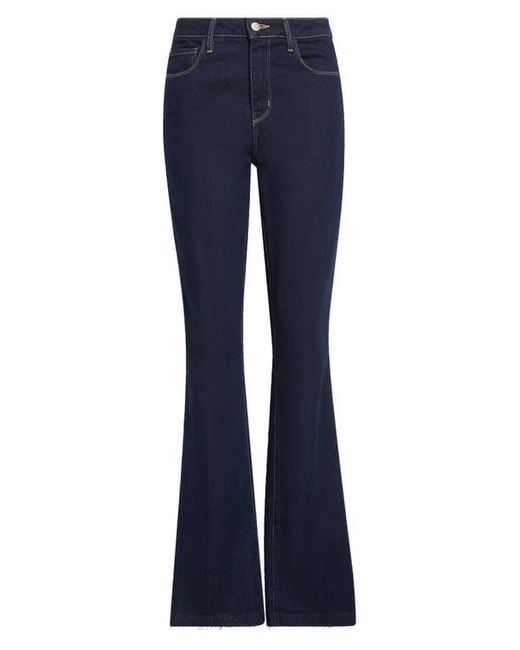 L'Agence Blue Ruth Raw Hem Straight Leg Jeans